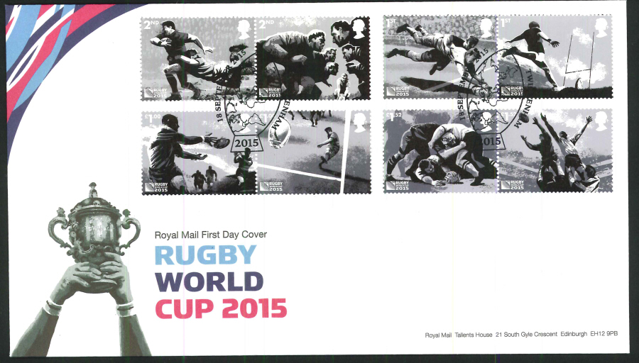 2015 Rugby World Cup Set First Day Cover,Twickenham (Map) Postmark